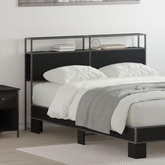 vidaXL Cabecera De Almacenamiento Con Cabecera Roble Negro 150 Cm Vidaxl