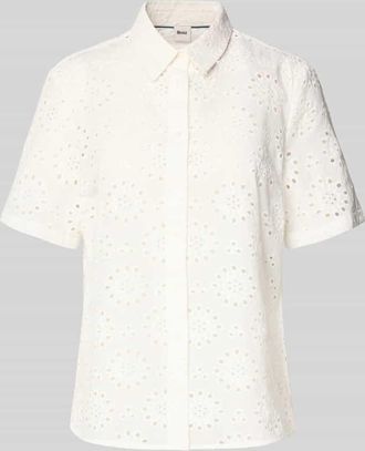 Brax Brax Regular Fit Bluse aus reiner Baumwolle mit Lochstickerei in Weiss, Gr&ouml;&szlig;e 38