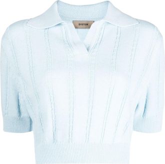 System knitted cropped top - women - Cotton - 34 - Blue
