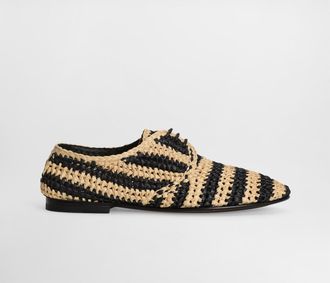 Dolce & Gabbana Woven Raffia Derby Shoes - Man Lace-ups Multicolor 41.5