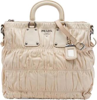 Prada Pre-owned Satchel - Dames - Vintage Handtas - Beige - ONE Size - Leer - Vintage