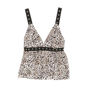 Liu Jo Sleeveless Tops, female, Multicolor, Size: XS Animalier Top with Studs