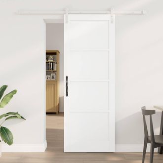 Berkfield Home Sliding Door with Hardware Set White 78x211 cm Solid Pine