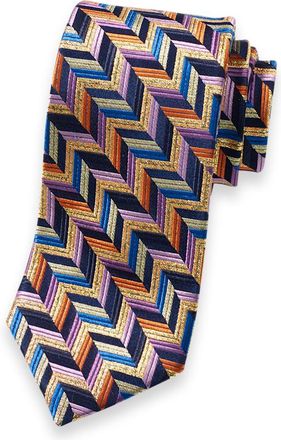 Paul Fredrick Herringbone Lurex Woven Silk Tie