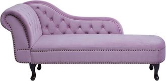 Beliani Beliani - Chaise Longue Tapizado En Terciopelo Violeta Claro Con Botones Versi&oacute;n Izquierda Nimes