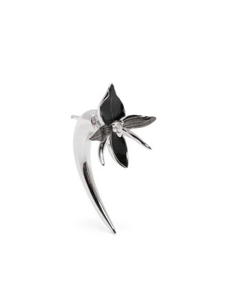 Shaun Leane Diamond Talon oorbellen met zwarte orchidee - Zilver
