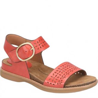 S&ouml;fft Womens Bali Iii Leather Sandal In Red Coral
