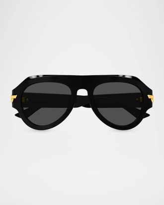 Bottega Veneta Men & apos;s BV1488S Bold Ribbon Recycled Acetate Pilot Sunglasses