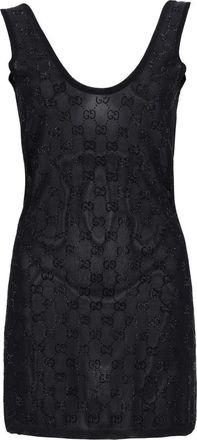 Gucci Gg Dress Embroidered With Crystals