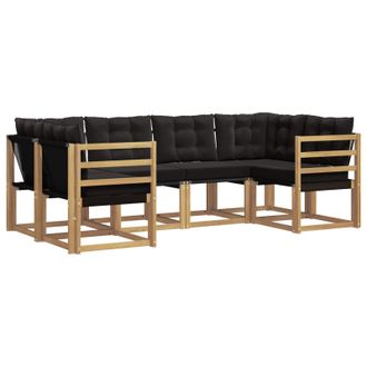 vidaXL Conjunto De Sof&aacute;s De Exterior Con Coj&iacute;n 6 Pcs Blanco Y Negro Vidaxl