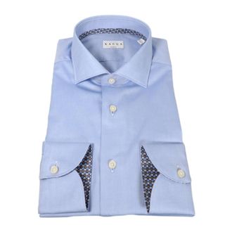 Xacus Franse Kraag Oxford Overhemd met Contrasten - Heren - Zakelijke Overhemden - Blauw - M - Overhemden