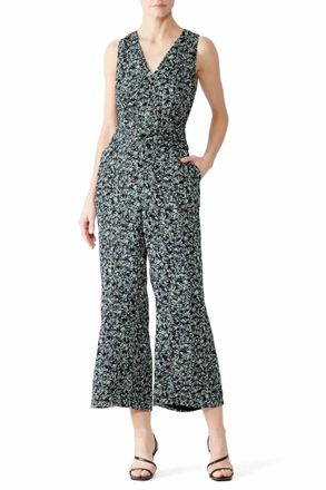 Greylin Luna Printed Culotte Jumpsuit In Black/green/white