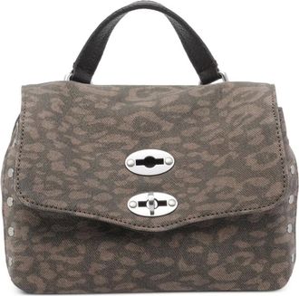 Zanellato Borsa tote Postina mini con stampa animalier - Marrone