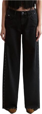 Mavi Rebecca Studded Smoke Jean Pants In Black