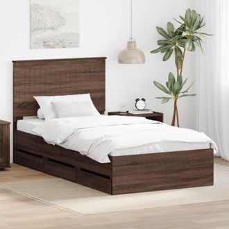 vidaXL Estructura De Cama Roble Marr&oacute;n 100 X 200 Cm Madera Ingenieril Vidaxl