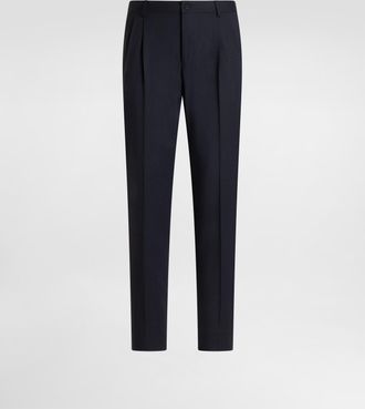 Dolce & Gabbana Wool Gabardine Trousers - Man Pants And Shorts Blue 46