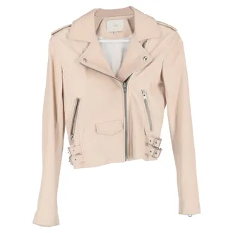 Iro Iro Newhan Zipped Biker Jacket in Pink Leather