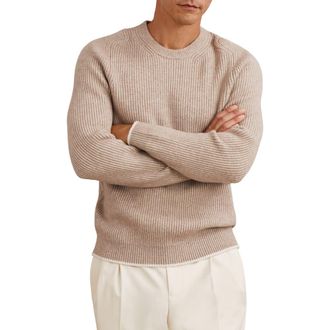 Reiss Crammond Rib Sweater in Oatmeal Brown at Nordstrom Rack, Size Xx-Large