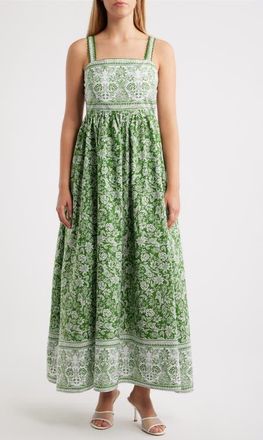 CeCe by Cynthia Steffe Combo Cotton Midi Dress in Salted Lime at Nordstrom, Size Xx-Small