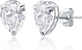 MAX + STONE 14k Yellow or White Gold Teardrop 8mm Gemstone Pear Shape Stud Earrings