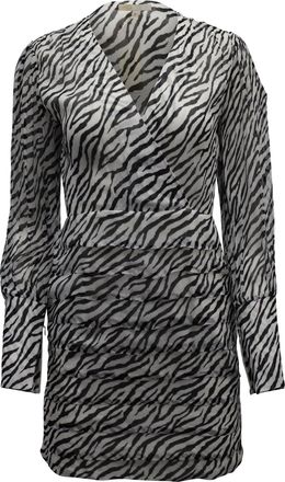 Maje Ribane Zebra-Print Mini Dress in Animal Print Viscose