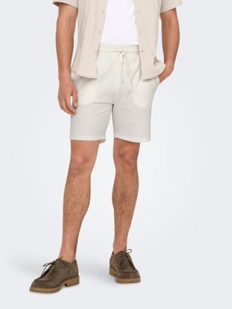 Only & Sons Shorts ONLY & SONS ONSKIAN LIFE REG SEERSUCKER SHORTS NOOS, Herren, Gr. S, N-Gr, weiss (cloud dancer), Web, Obermaterial: 97% Baumwolle, 3% Elasthan, 