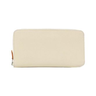 Herm&egrave;s Orange Epsom Leather Silk Long Wallet (Bi-Fold) (Pre-Owned)