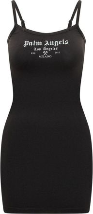 Palm Angels Black Logo Scoop Neck Mini Dress
