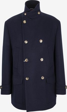 Brunello Cucinelli Zweireihiger Cabanmantel aus Wolle