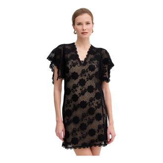 Twinset Abito corto in maglia a fiori - - Dresses - Donna - Nero - S