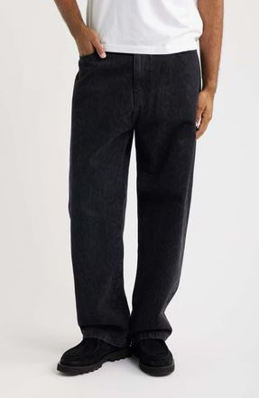 Carhartt Work in Progress Landon Snakeskin Print Wide Leg Jeans in Snake Camo, Black (Heavy Stone at Nordstrom, Size 36