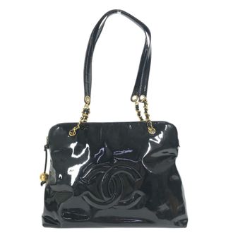 Chanel Black Leather Shoulder Bag Tote Bag (Pre-Owned)