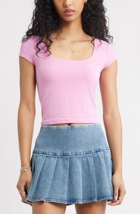 BP. Square Neck Baby Tee in Pink Moonlite at Nordstrom Rack, Size Large