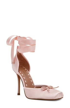 Steve Madden Larina Ankle Wrap Pump in Pink Satin at Nordstrom, Size 8.5