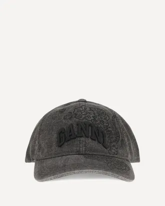 Ganni Baseball Cap in embroidered denim Female UNI