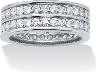 Palm Beach Jewelry 2.05 TCW CZ Platinum-plated Silver Eternity Ring