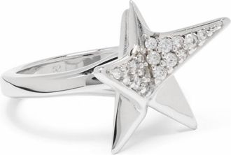 Ferragamo Womens Engraved Star Ring In Silver