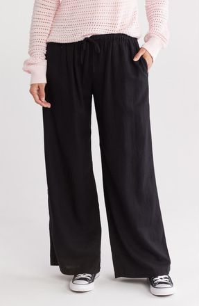 Abound Drawstring Waist Linen Blend Pants in Black at Nordstrom Rack, Size X-Small