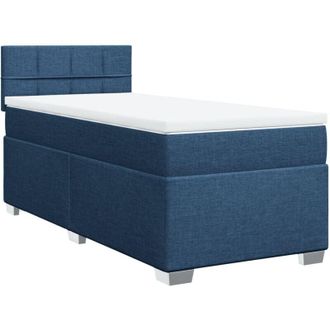vidaXL Cama Box Spring Con Colch&oacute;n Tela Azul 80x200 Cm Vidaxl