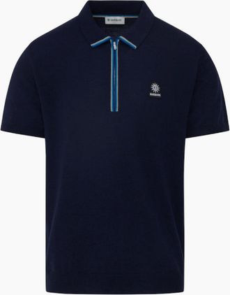 Sandbanks Mens Sandbanks Colour Stripe Knitted Zip Polo S1-26 Navy - Black - Size: 38