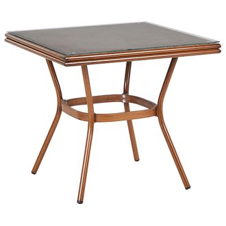 Beliani Beliani - Mesa Cuadrada De Jard&iacute;n Estructura De Aluminio 80 X 80 Cm Tapa De Cristal Templado Caspri Ii