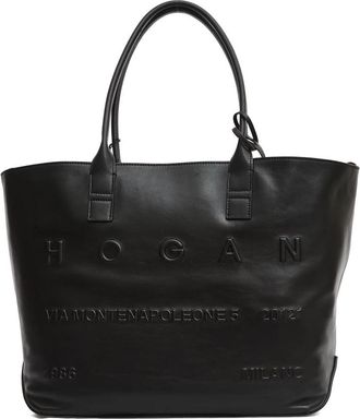 Hogan Script Medium Shopping Bag - Dames - Shoppers - Zwart - ONE Size - Leer - Tassen