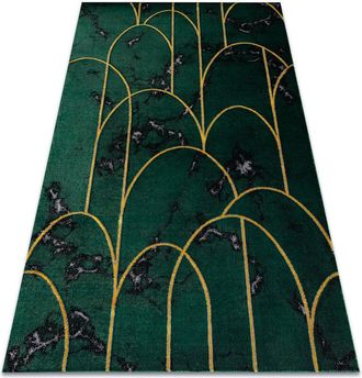 RugsX Rugsx - Alfombra Emerald Exclusivo 1016 Glamour, Elegante Art Deco, M&aacute;rmol Botella Verde / Oro Green 120x170 Cm