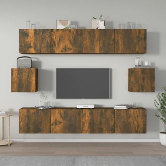 vidaXL Set De Muebles De Tv 6 Pzas Madera Contrachapada Roble Ahumado Vidaxl