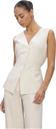Envii Overhemden, Dames, Beige, L, Leer, Endore V-N Vest