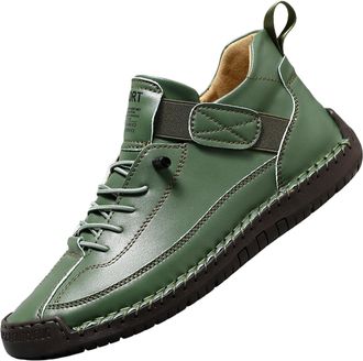 Generic Comfortable Orthopedic Sneakers, Lightweight & Breathable Womens Handmade Leather Comfy Shoes, Modern Fashion Slip On Loafer (Green,10.5)