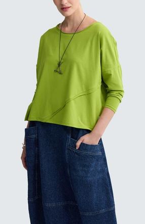 Luukaa D'Celli Cerys Asymmetric Jersey Blouse in Lime at Nordstrom, Size X-Large/xx-Large