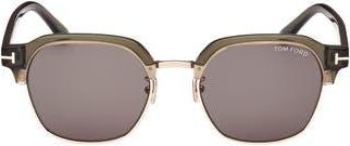 Tom Ford 54mm Browline Sunglasses in Shiny Dark Green /Smoke at Nordstrom Rack
