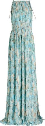 Veronica Beard Yardley Printed Chiffon Maxi Dress - Blue - 10 (UK14 / L)