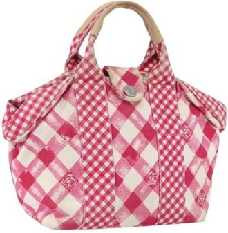 Chanel Pre-owned Handbags, female, Pink, Size: ONE SIZE Pre-owned Canvas Handbag